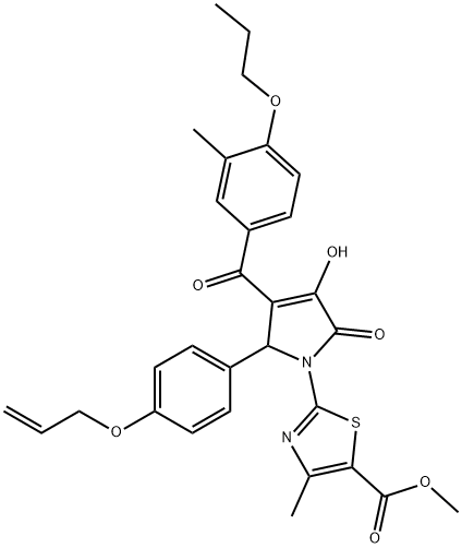 methyl 2-(2-(4-(allyloxy)phenyl)-4-hydroxy-3-(3-methyl-4-propoxybenzoyl)-5-oxo-2,5-dihydro-1H-pyrrol-1-yl)-4-methylthiazole-5-carboxylate Struktur