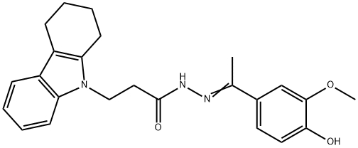 (E)-3-(3,4-dihydro-1H-carbazol-9(2H)-yl)-N'-(1-(4-hydroxy-3-methoxyphenyl)ethylidene)propanehydrazide Struktur