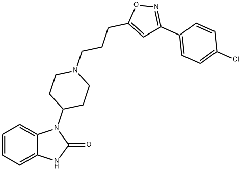 1-(1-(3-(3-(4-Chlorophenyl)isoxazol-5-yl)propyl)piperidin-4-yl)-1H-benzo[d]imidazol-2(3H)-one Struktur