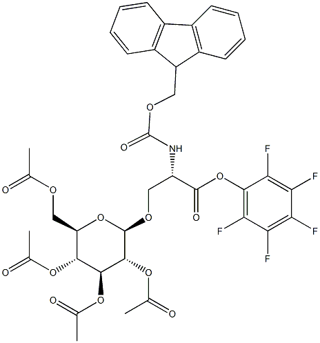 N-[(9H-Fluoren-9-ylmethoxy)carbonyl]-O-(2,3,4,6-tetra-O-acetyl-beta-D-glucopyranosyl)-L-serine pentafluorophenyl ester Struktur