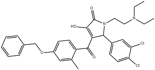 4-(4-(benzyloxy)-2-methylbenzoyl)-5-(3,4-dichlorophenyl)-1-(2-(diethylamino)ethyl)-3-hydroxy-1H-pyrrol-2(5H)-one Struktur