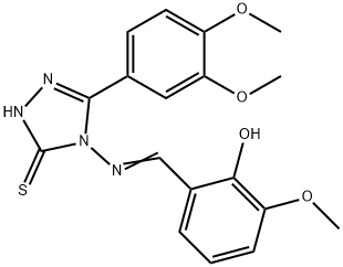 (E)-2-(((3-(3,4-dimethoxyphenyl)-5-mercapto-4H-1,2,4-triazol-4-yl)imino)methyl)-6-methoxyphenol Struktur