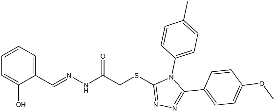 (E)-N'-(2-hydroxybenzylidene)-2-((5-(4-methoxyphenyl)-4-(p-tolyl)-4H-1,2,4-triazol-3-yl)thio)acetohydrazide Struktur