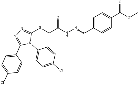 methyl 4-{(Z)-[2-({[4,5-bis(4-chlorophenyl)-4H-1,2,4-triazol-3-yl]sulfanyl}acetyl)hydrazinylidene]methyl}benzoate Struktur