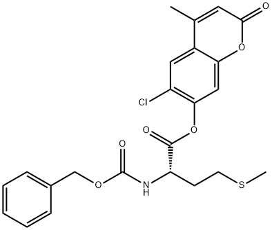 (S)-6-chloro-4-methyl-2-oxo-2H-chromen-7-yl 2-(((benzyloxy)carbonyl)amino)-4-(methylthio)butanoate Struktur