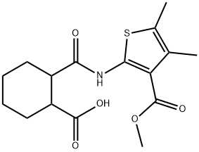 2-((3-(methoxycarbonyl)-4,5-dimethylthiophen-2-yl)carbamoyl)cyclohexanecarboxylic acid Struktur