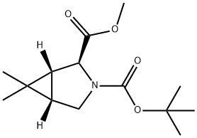 3-Azabicyclo[3.1.0]hexane-2,3-dicarboxylic acid, 6,6-dimethyl-, 3-(1,1-dimethylethyl) 2-methyl ester, (1R,2S,5S)- Struktur