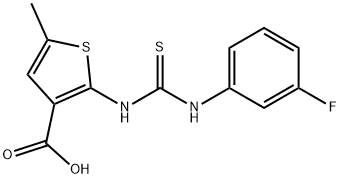 2-(3-(3-fluorophenyl)thioureido)-5-methylthiophene-3-carboxylic acid Struktur