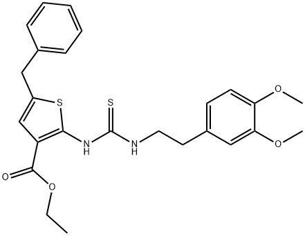 ethyl 5-benzyl-2-(3-(3,4-dimethoxyphenethyl)thioureido)thiophene-3-carboxylate Struktur