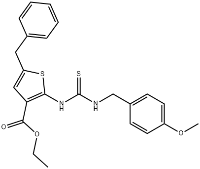 ethyl 5-benzyl-2-(3-(4-methoxybenzyl)thioureido)thiophene-3-carboxylate Struktur