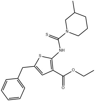 ethyl 5-benzyl-2-(3-methylpiperidine-1-carbothioamido)thiophene-3-carboxylate Struktur