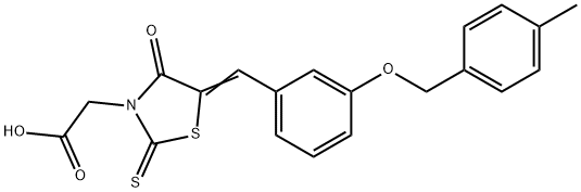 [(5Z)-5-{3-[(4-methylbenzyl)oxy]benzylidene}-4-oxo-2-thioxo-1,3-thiazolidin-3-yl]acetic acid Struktur