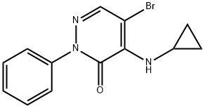 5-Bromo-4-(cyclopropylamino)-2-phenylpyridazin-3(2H)-one Struktur