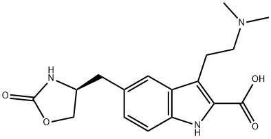 (S)-3-(2-(dimethylamino)ethyl)-5-((2-oxooxazolidin-4-yl)methyl)-1H-indole-2-carboxylic acid Struktur