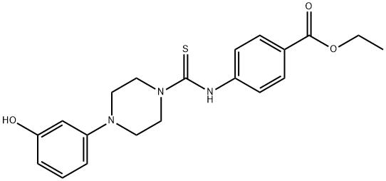 ethyl 4-(4-(3-hydroxyphenyl)piperazine-1-carbothioamido)benzoate Struktur