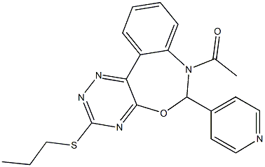 7-acetyl-3-(propylthio)-6-(4-pyridinyl)-6,7-dihydro[1,2,4]triazino[5,6-d][3,1]benzoxazepine Struktur