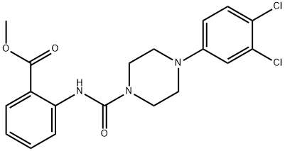 methyl 2-(4-(3,4-dichlorophenyl)piperazine-1-carboxamido)benzoate Struktur