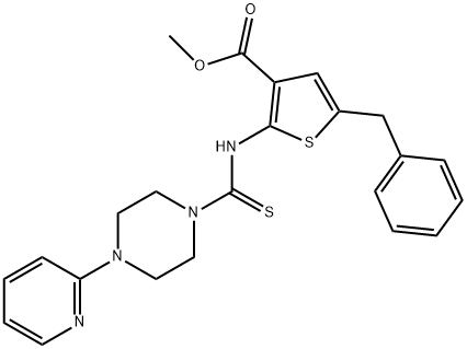 methyl 5-benzyl-2-(4-(pyridin-2-yl)piperazine-1-carbothioamido)thiophene-3-carboxylate Struktur