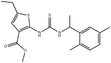 methyl 2-(3-(1-(2,5-dimethylphenyl)ethyl)thioureido)-5-ethylthiophene-3-carboxylate Struktur