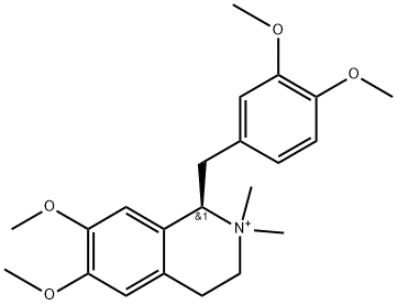 Isoquinolinium, 1-[(3,4-dimethoxyphenyl)methyl]-1,2,3,4-tetrahydro-6,7-dimethoxy-2,2-dimethyl-, (1R)- Struktur