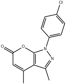 1-(4-chlorophenyl)-3,4-dimethyl-Pyrano[2,3-c]pyrazol-6(1H)-one Struktur