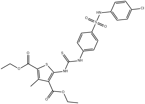 diethyl 5-(3-(4-(N-(4-chlorophenyl)sulfamoyl)phenyl)thioureido)-3-methylthiophene-2,4-dicarboxylate Struktur