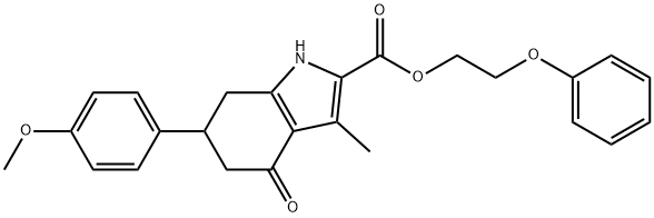 2-phenoxyethyl 6-(4-methoxyphenyl)-3-methyl-4-oxo-4,5,6,7-tetrahydro-1H-indole-2-carboxylate Struktur