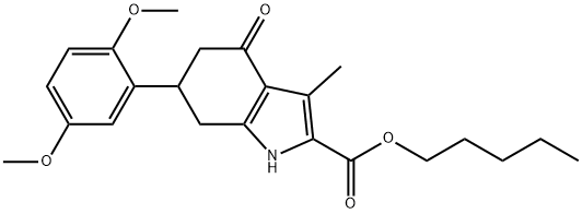 pentyl 6-(2,5-dimethoxyphenyl)-3-methyl-4-oxo-4,5,6,7-tetrahydro-1H-indole-2-carboxylate Struktur