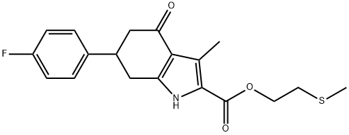 2-(methylthio)ethyl 6-(4-fluorophenyl)-3-methyl-4-oxo-4,5,6,7-tetrahydro-1H-indole-2-carboxylate Struktur