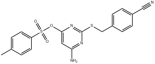 6-amino-2-((4-cyanobenzyl)thio)pyrimidin-4-yl 4-methylbenzenesulfonate Struktur