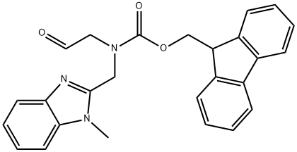 (9H-Fluoren-9-yl)methyl ((1-methyl-1H-benzo[d]imidazol-2-yl)methyl)(2-oxoethyl)carbamate Struktur