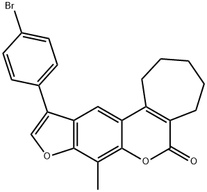 11-(4-bromophenyl)-8-methyl-2,3,4,5-tetrahydrocyclohepta[c]furo[3,2-g]chromen-6(1H)-one Struktur