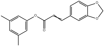 (E)-3,5-dimethylphenyl 3-(benzo[d][1,3]dioxol-5-yl)acrylate Struktur