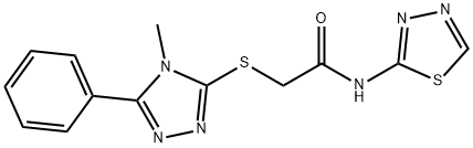 2-[(4-methyl-5-phenyl-4H-1,2,4-triazol-3-yl)sulfanyl]-N-(1,3,4-thiadiazol-2-yl)acetamide Struktur