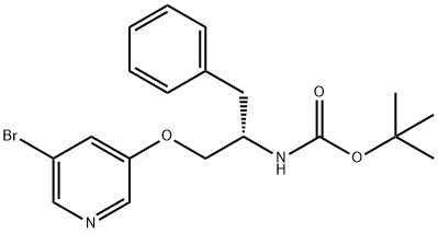 [1-(5-Bromo-pyridin-3-yloxymethyl)-2-phenyl-ethyl]-carbamic acid tert-butyl ester Struktur