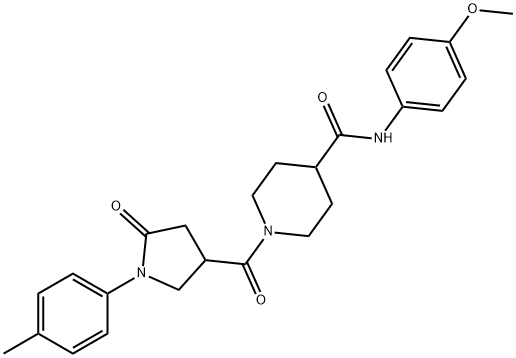 N-(4-methoxyphenyl)-1-{[1-(4-methylphenyl)-5-oxopyrrolidin-3-yl]carbonyl}piperidine-4-carboxamide Struktur