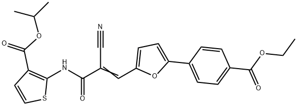 (E)-isopropyl 2-(2-cyano-3-(5-(4-(ethoxycarbonyl)phenyl)furan-2-yl)acrylamido)thiophene-3-carboxylate Struktur