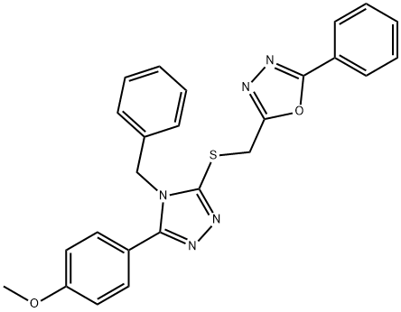 4-(4-benzyl-5-{[(5-phenyl-1,3,4-oxadiazol-2-yl)methyl]sulfanyl}-4H-1,2,4-triazol-3-yl)phenyl methyl ether Struktur