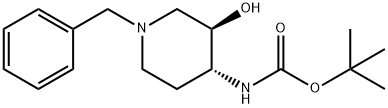 (3R,4R)-(1-Benzyl-3-hydroxy-piperidin-4-yl)-carbamic acid tert-butyl ester Struktur