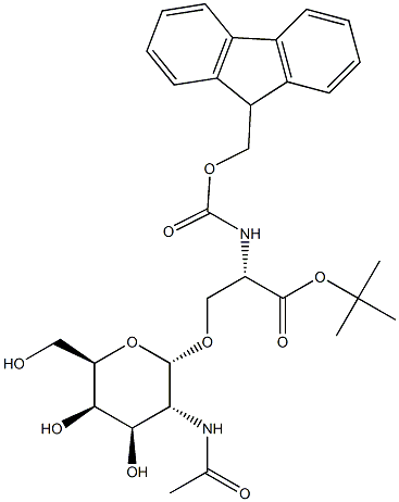 O-[2-(Acetylamino)-2-deoxy-alpha-D-galactopyranosyl]-N-[(9H-fluoren-9-ylmethoxy)carbonyl]-L-serine 1,1-dimethylethyl ester Struktur