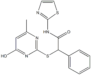 2-[(4-hydroxy-6-methylpyrimidin-2-yl)sulfanyl]-2-phenyl-N-(1,3-thiazol-2-yl)acetamide Struktur