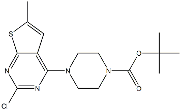 tert-butyl 4-(2-chloro-6-methylthieno[2,3-d]pyrimidin-4-yl)piperazine-1-carboxylate Struktur