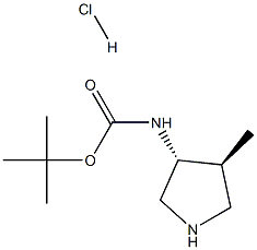 (3R,4S)-(4-Methyl-pyrrolidin-3-yl)-carbamic acid tert-butyl ester hydrochloride Struktur