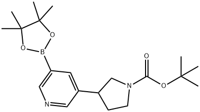 tert-butyl 3-(5-(4,4,5,5-tetramethyl-1,3,2-dioxaborolan-2-yl)pyridin-3-yl)pyrrolidine-1-carboxylate Struktur