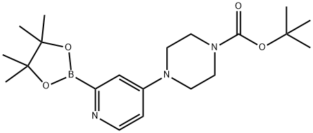 tert-butyl 4-(2-(4,4,5,5-tetramethyl-1,3,2-dioxaborolan-2-yl)pyridin-4-yl)piperazine-1-carboxylate Struktur