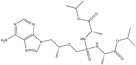 9-[(R)-2-[[bis[[-(S)-1-(isopropoxycarbonyl)ethyl]amino]phosphinyl]methoxy]propyl]adenine Struktur