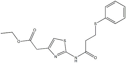 ethyl 2-(2-(3-(phenylthio)propanamido)thiazol-4-yl)acetate Struktur