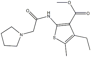 methyl 4-ethyl-5-methyl-2-(2-(pyrrolidin-1-yl)acetamido)thiophene-3-carboxylate Struktur