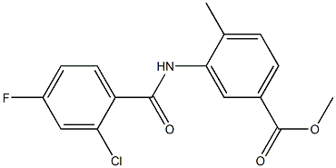 methyl 3-(2-chloro-4-fluorobenzamido)-4-methylbenzoate Struktur