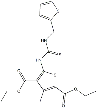 diethyl 3-methyl-5-(3-(thiophen-2-ylmethyl)thioureido)thiophene-2,4-dicarboxylate Struktur